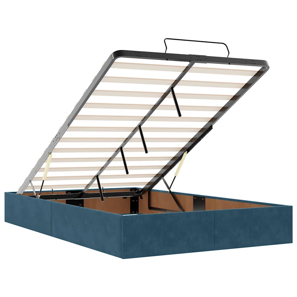 vidaXL Rama łóżka otomana z materacem, niebieska, 120x200 cm, aksamit