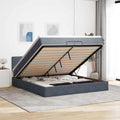 vidaXL Rama łóżka otomana z materacem, szara, 200x200 cm, aksamit