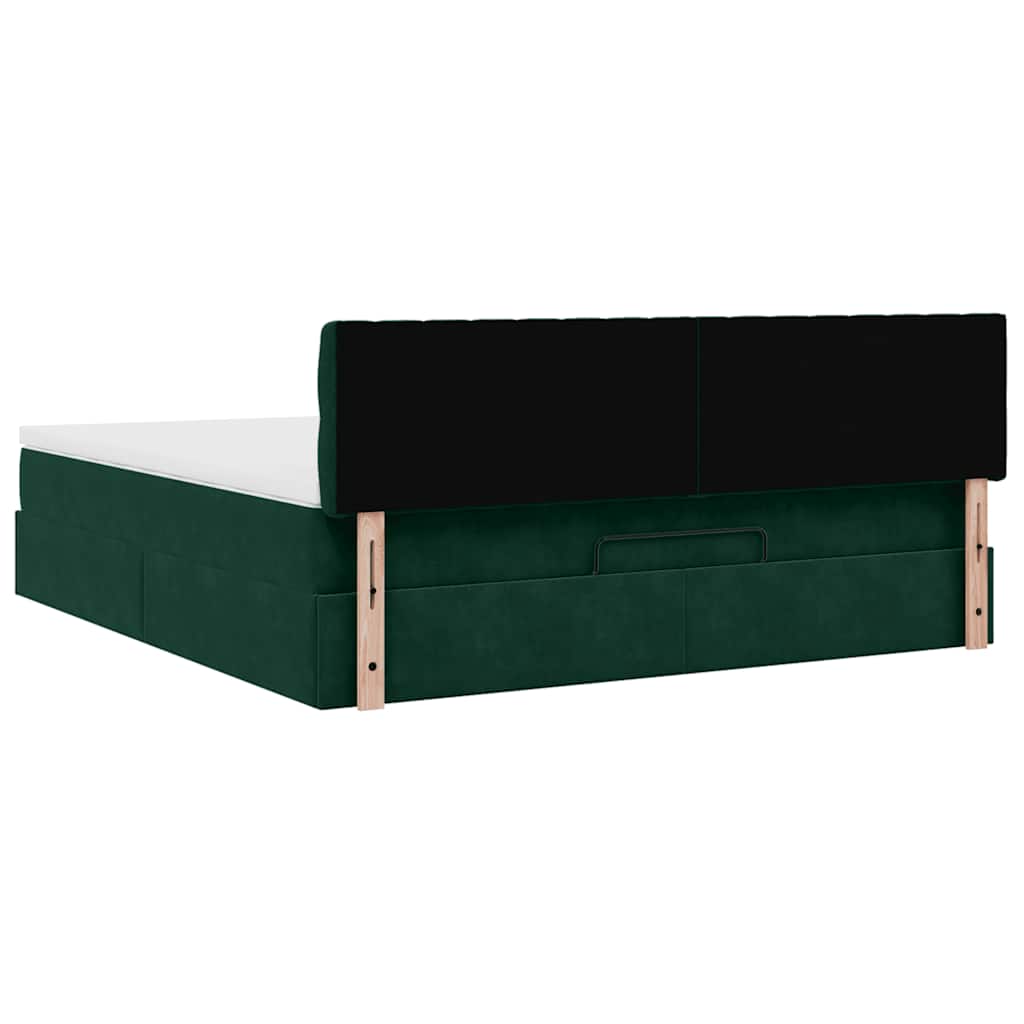 vidaXL Rama łóżka otomana z materacem, zielona, 180x200 cm, aksamit