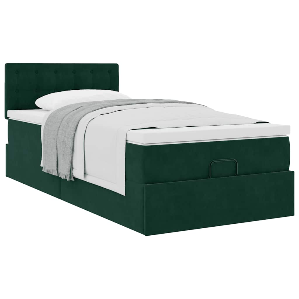 vidaXL Rama łóżka otomana z materacem, zielona, 80x200 cm, aksamit