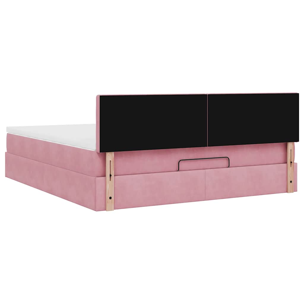 vidaXL Rama łóżka otomana z materacem, różowa, 180x200 cm, aksamit
