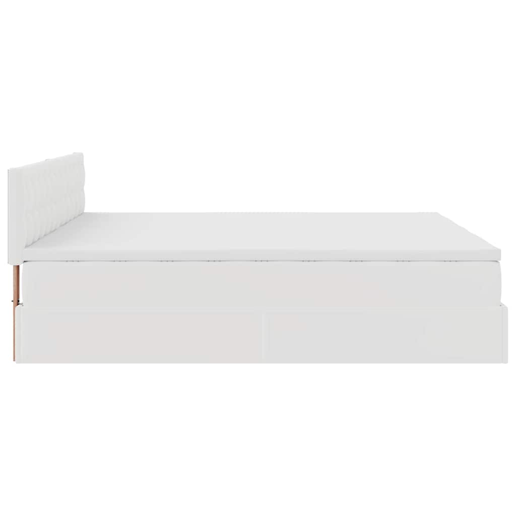 vidaXL Rama łóżka otomana z materacami, biała, 180x200 cm, ekoskóra