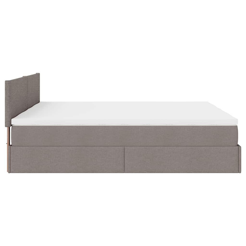 vidaXL Rama łóżka otomana z materacami, taupe, 200x200 cm, tkanina