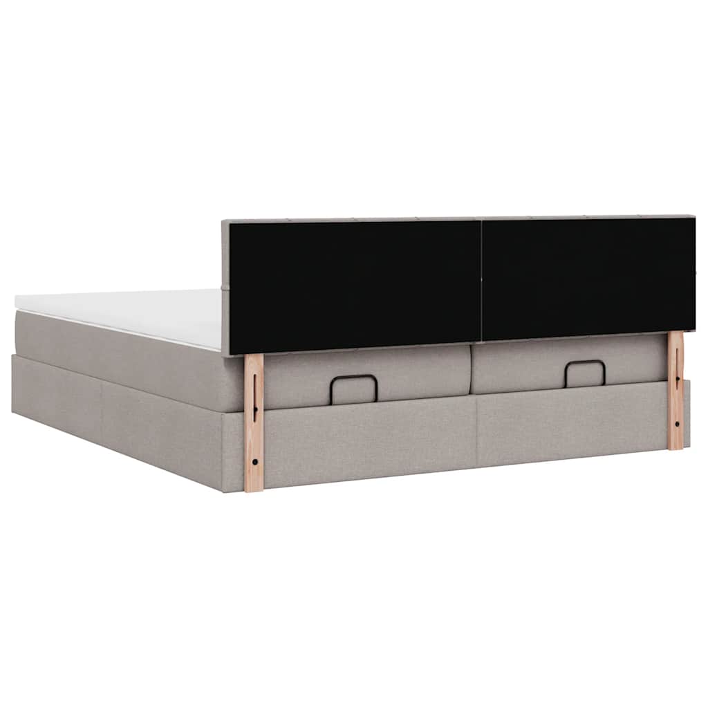 vidaXL Rama łóżka otomana z materacami, taupe, 180x200 cm, tkanina