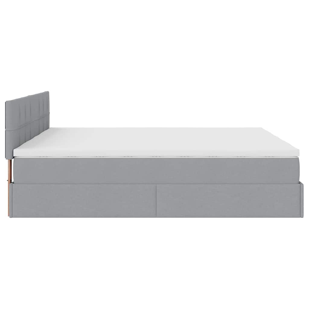 vidaXL Rama łóżka otomana z materacami, szara, 200x200 cm, tkanina