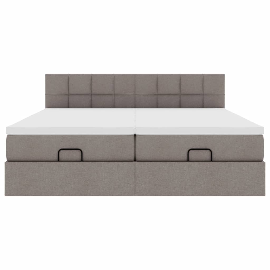 vidaXL Rama łóżka otomana z materacami, taupe, 200x200 cm, tkanina
