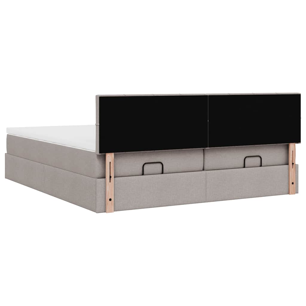 vidaXL Rama łóżka otomana z materacami, taupe, 200x200 cm, tkanina