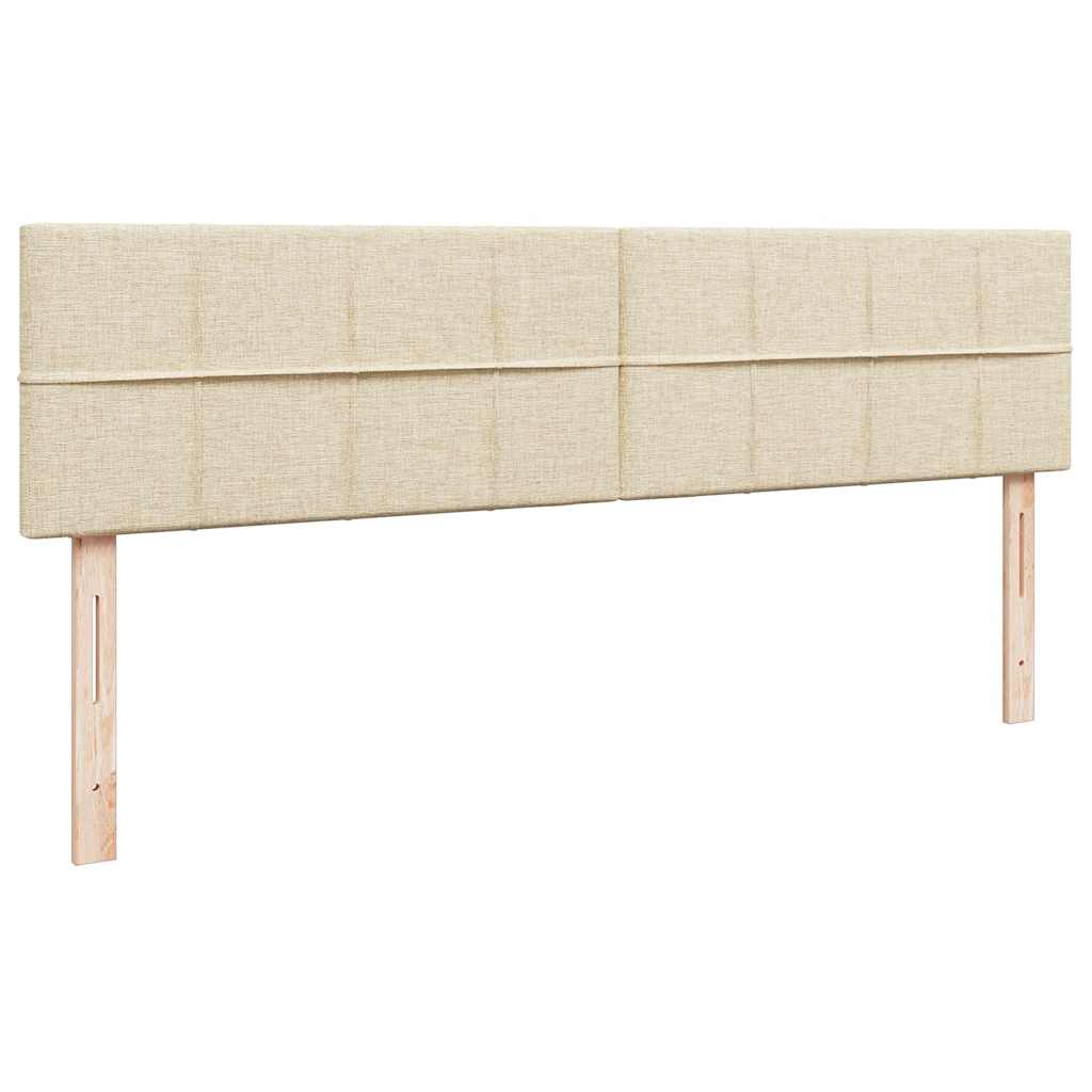 vidaXL Rama łóżka otomana z materacami, kremowa, 200x200 cm, tkanina
