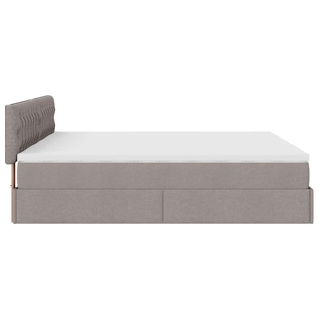 vidaXL Rama łóżka otomana z materacami, taupe, 160x200 cm, tkanina