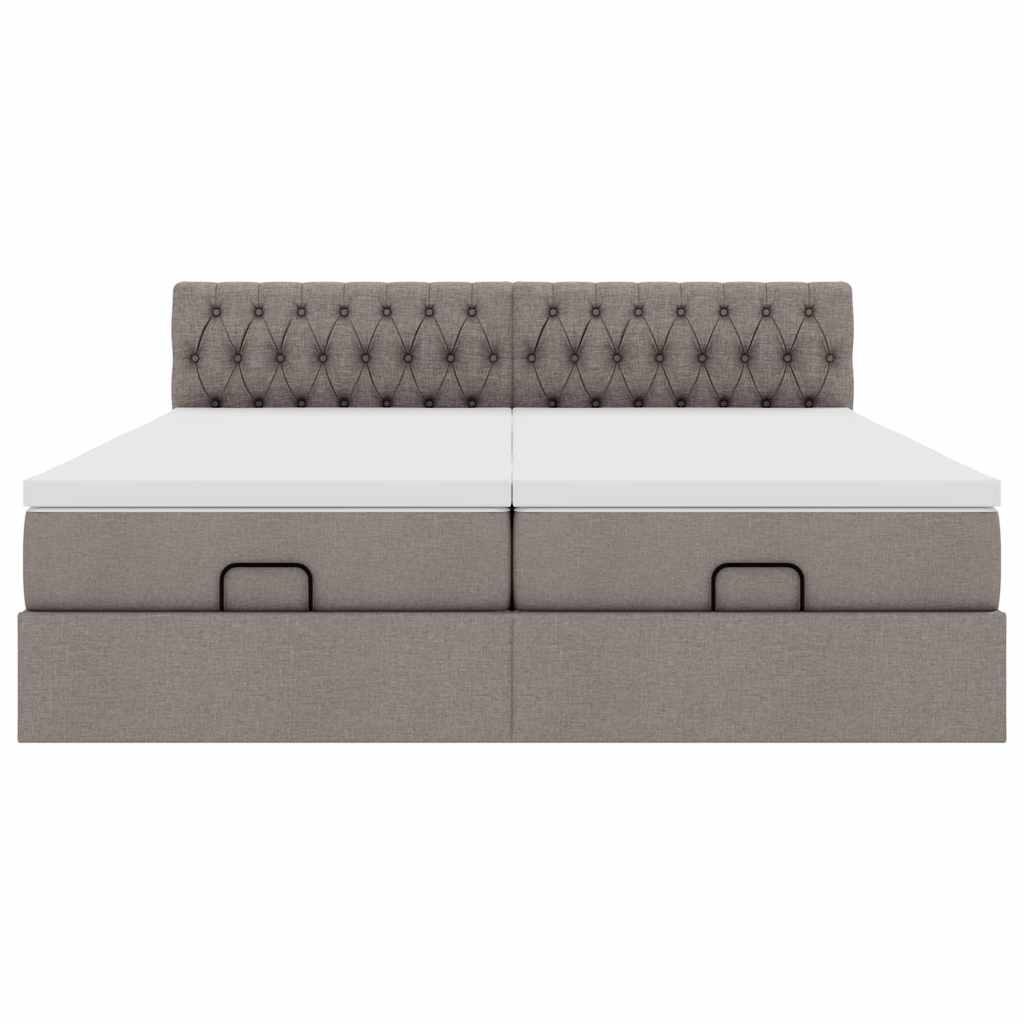 vidaXL Rama łóżka otomana z materacami, taupe, 200x200 cm, tkanina