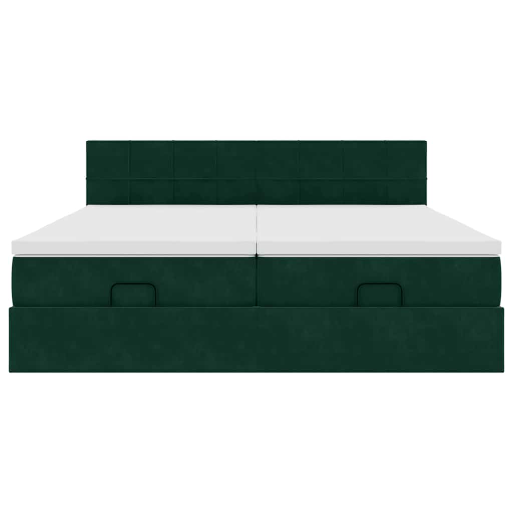 vidaXL Rama łóżka otomana z materacami, zielona, 180x200 cm, aksamit