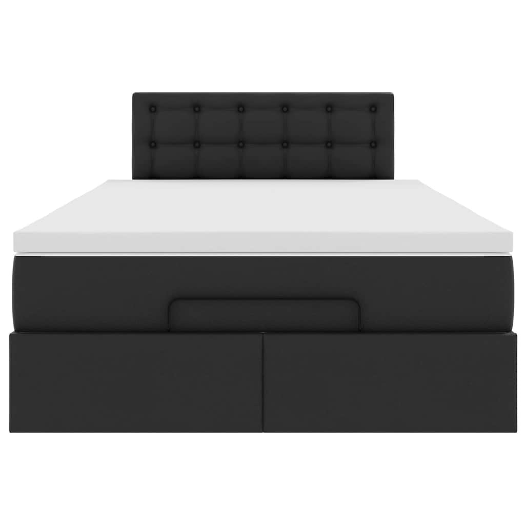 vidaXL Łóżko otomana z materacami i LED, czarna, 120x190cm, ekoskóra