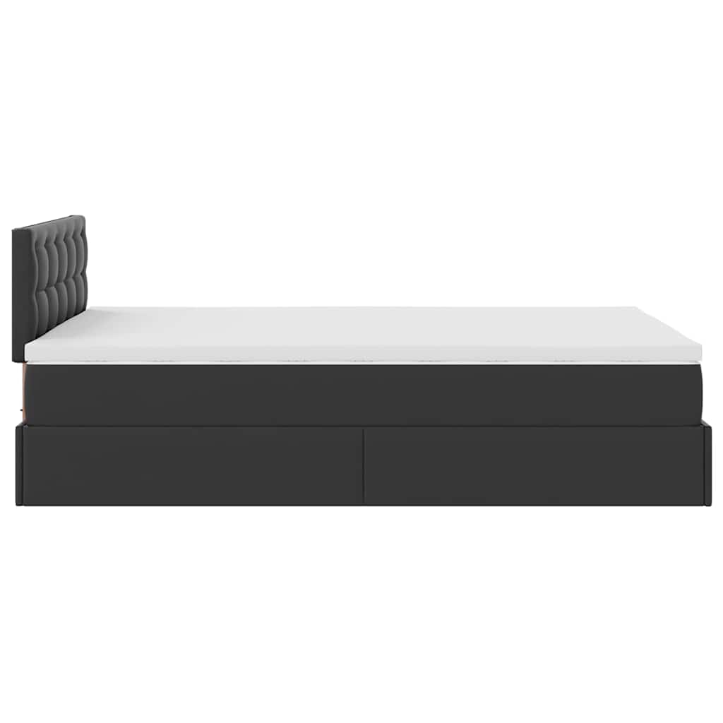 vidaXL Łóżko otomana z materacami i LED, czarna, 120x190cm, ekoskóra
