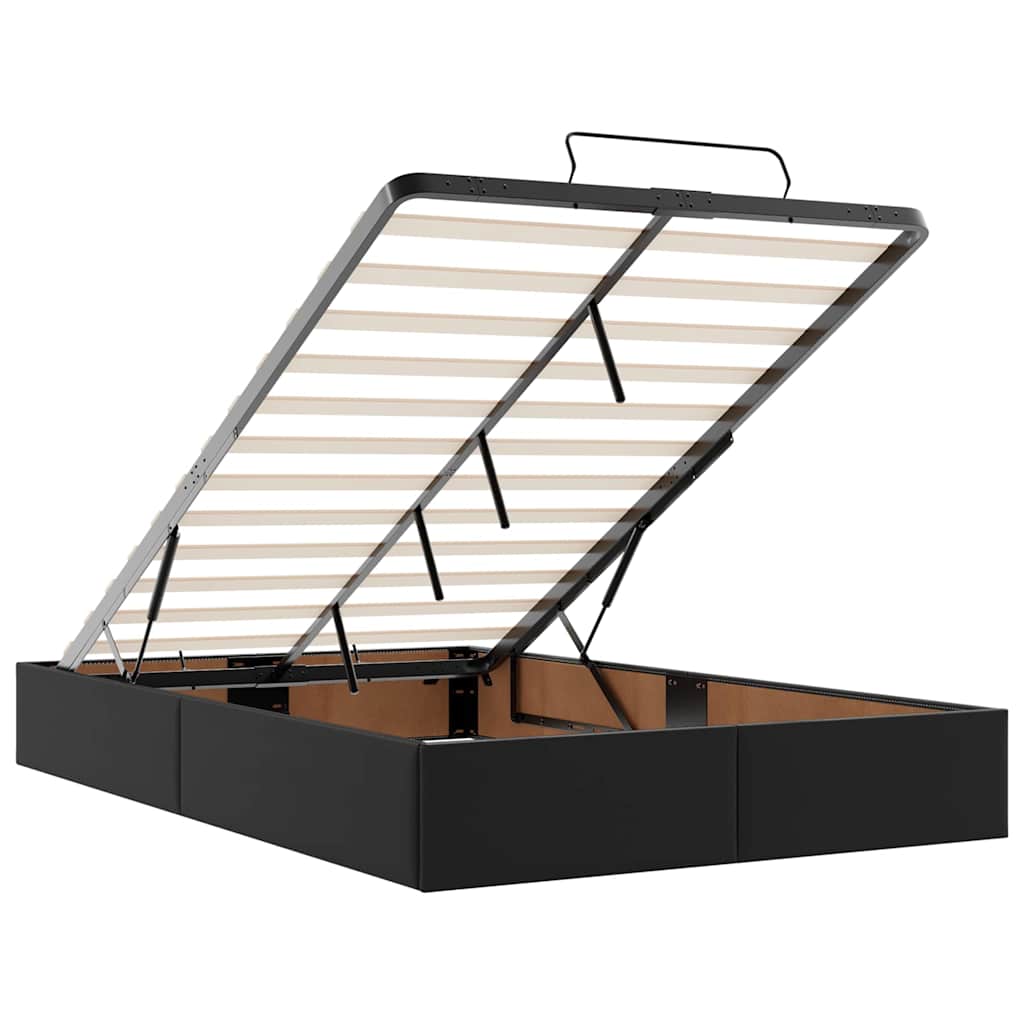 vidaXL Łóżko otomana z materacami i LED, czarna, 120x190cm, ekoskóra