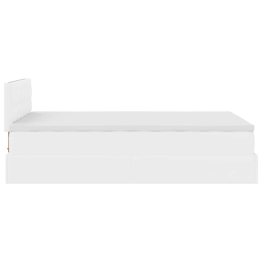 vidaXL Łóżko otomana z materacami i LED, biała, 120x190cm, ekoskóra