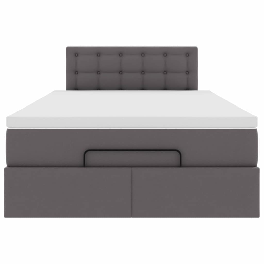 vidaXL Łóżko otomana z materacami i LED, szara, 120x190cm, ekoskóra