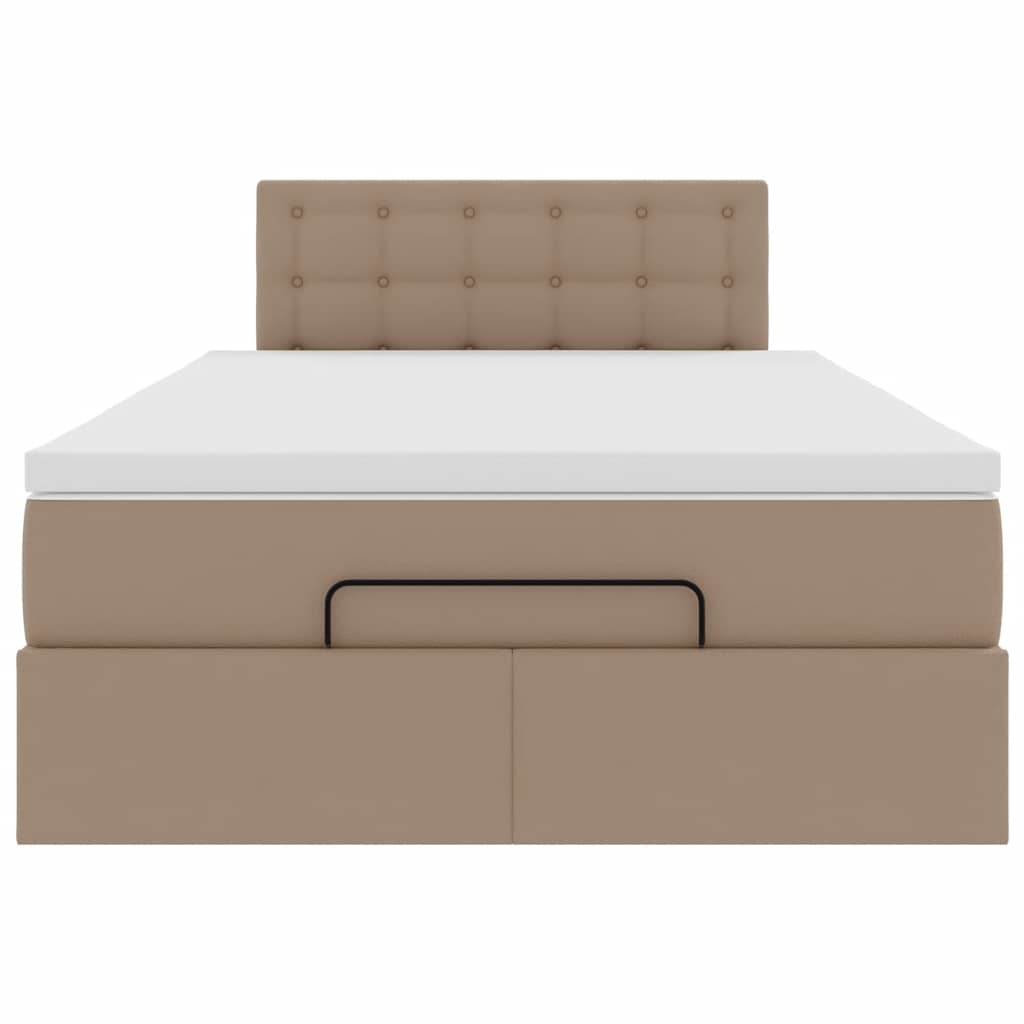 vidaXL Łóżko otomana z materacami i LED, cappucino, 120x190cm ekoskóra