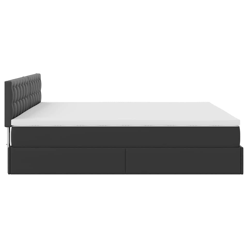 vidaXL Łóżko otomana z materacami i LED, czarna, 160x200cm, ekoskóra