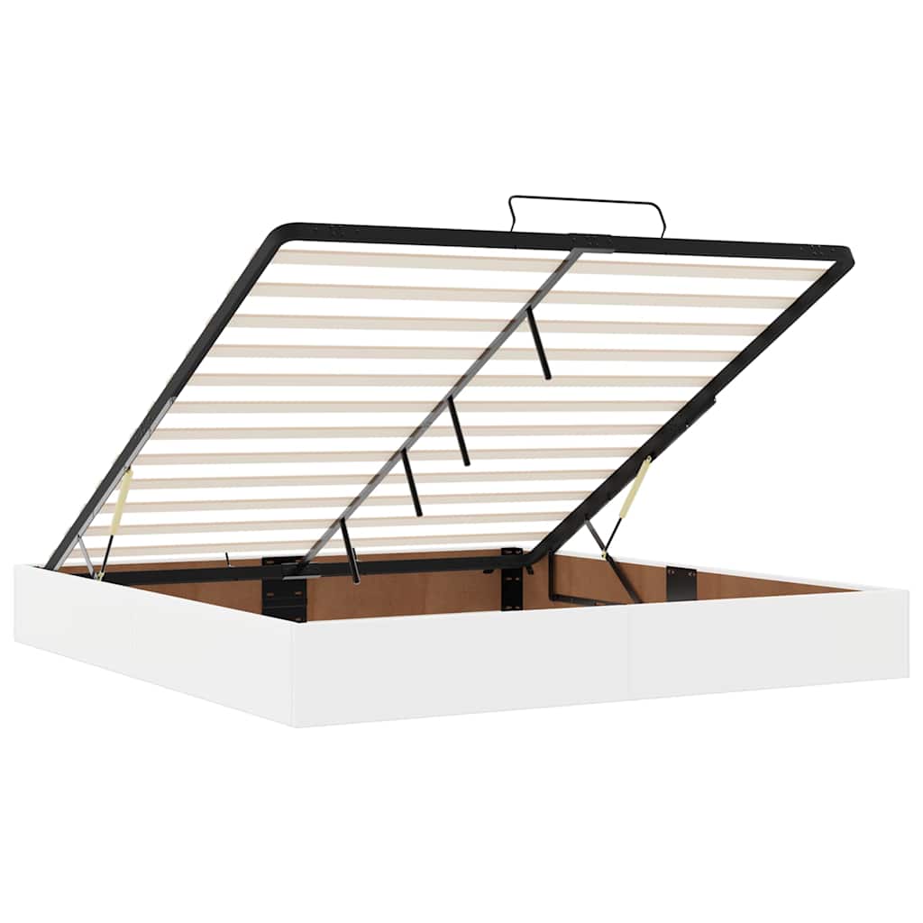 vidaXL Łóżko otomana z materacami i LED, biała, 160x200cm, ekoskóra