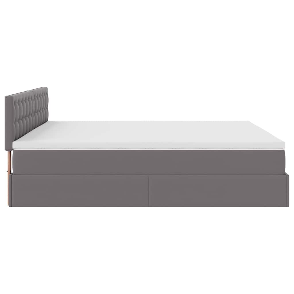 vidaXL Łóżko otomana z materacami i LED, szara, 160x200cm, ekoskóra