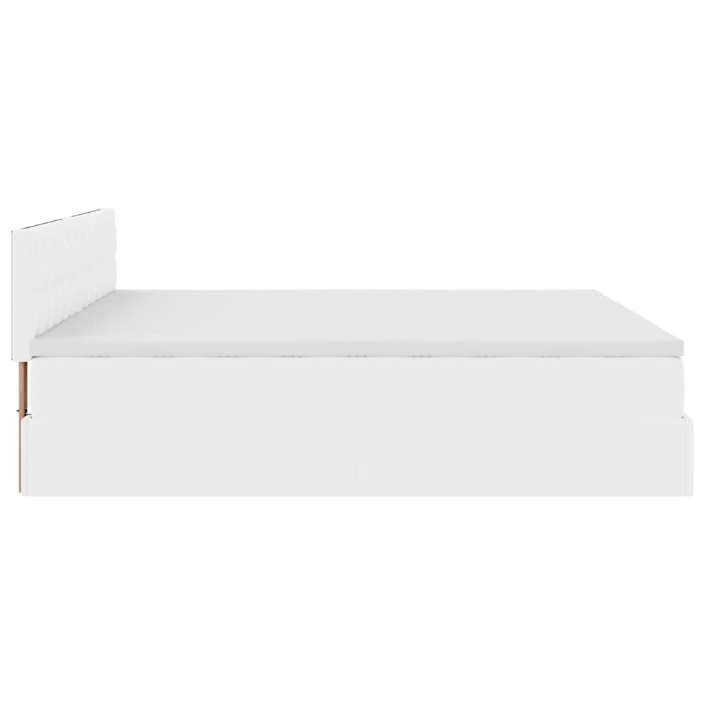 vidaXL Łóżko otomana z materacami i LED, biała, 180x200cm, ekoskóra