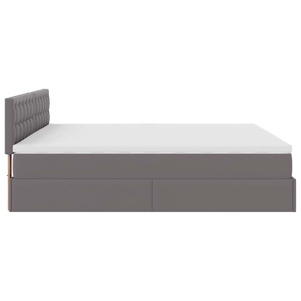 vidaXL Łóżko otomana z materacami i LED, szara, 180x200cm, ekoskóra