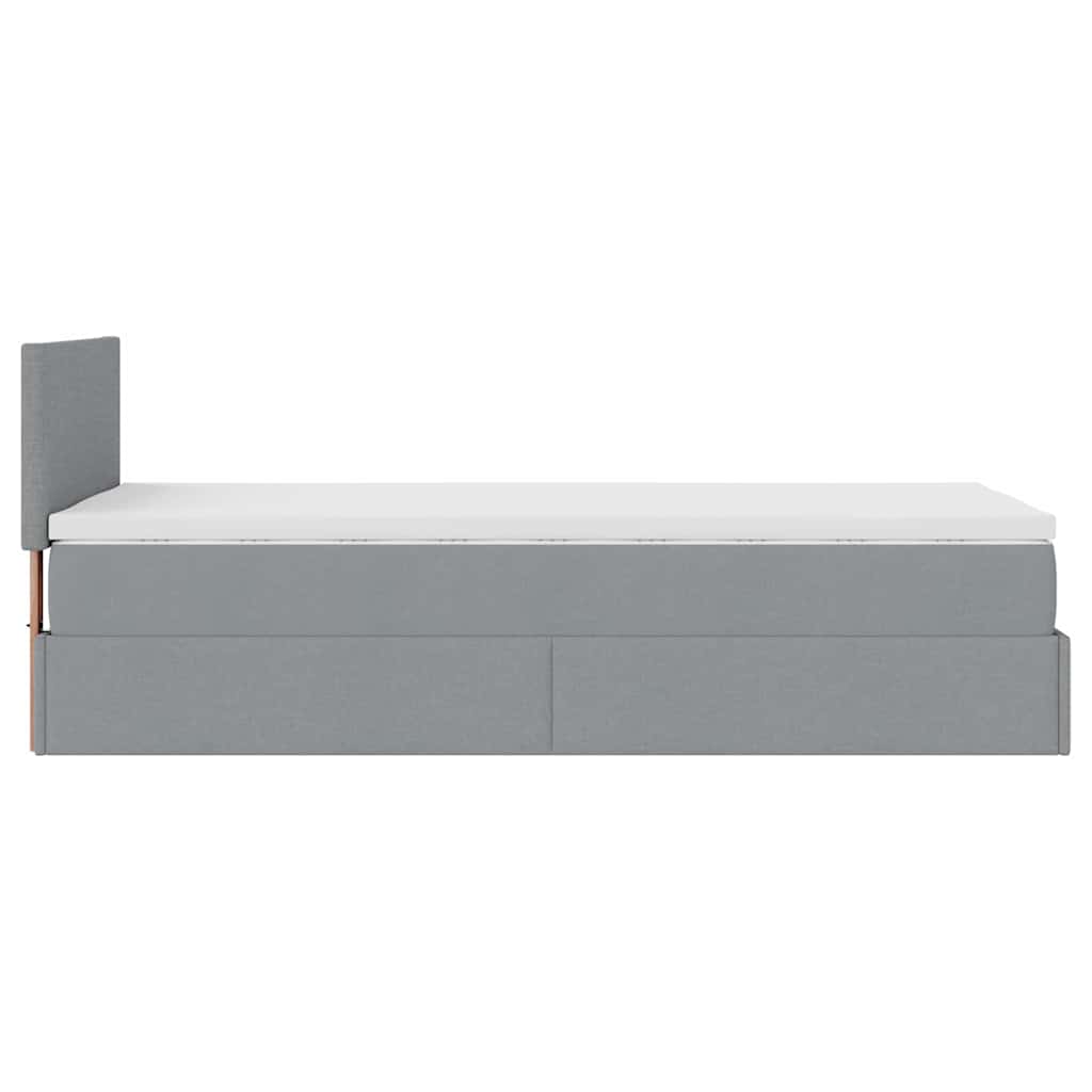 vidaXL Łóżko Ottoman z materacem i LED, jasnoszary, 80x200cm, tkanina