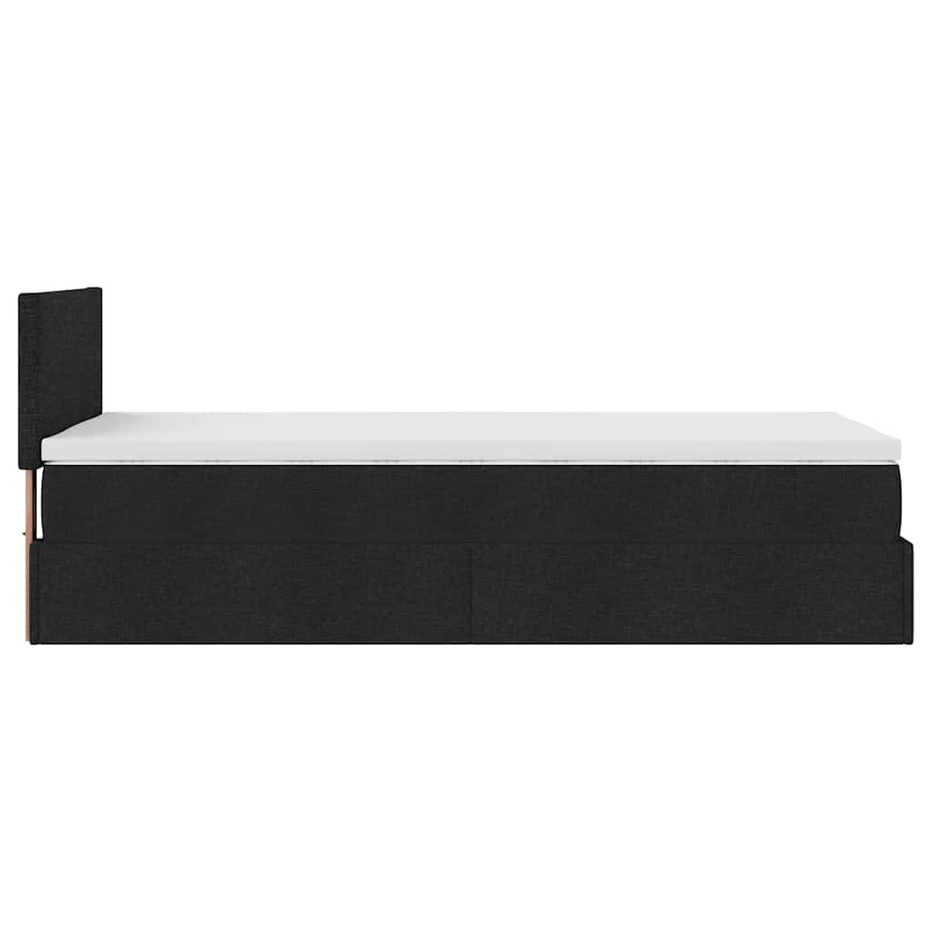 vidaXL Łóżko Ottoman z materacem i LED, czarny, 80x200cm, tkanina