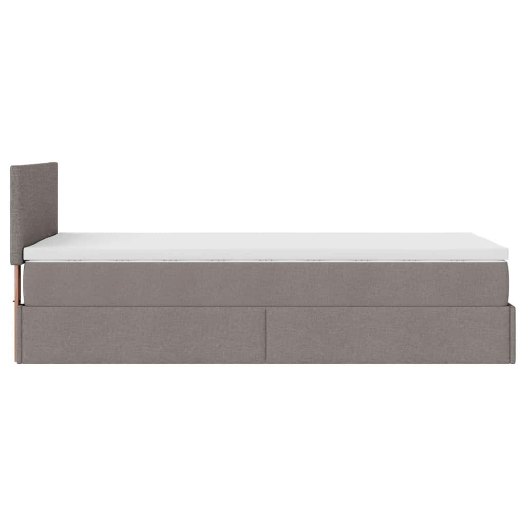 vidaXL Łóżko otomana z materacem, taupe, 100x200 cm, tkanina