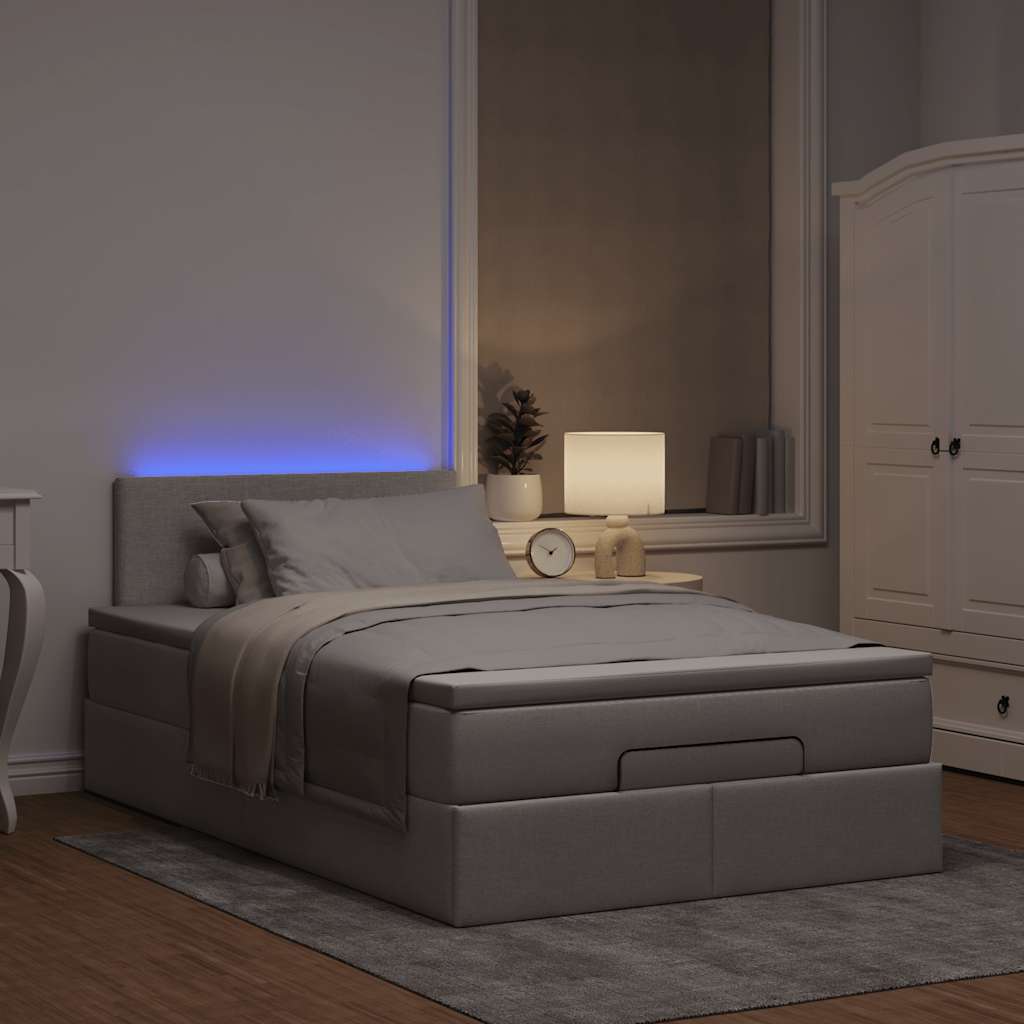 vidaXL Rama łóżka otomana z materacem, taupe, 120x200 cm, tkanina