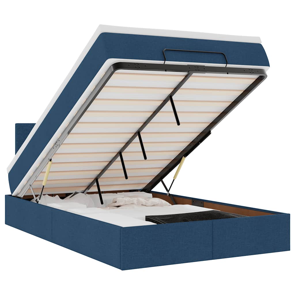 vidaXL Otomana Łóżko z Materacem i LED Niebieski 120x200 cm Tkanina