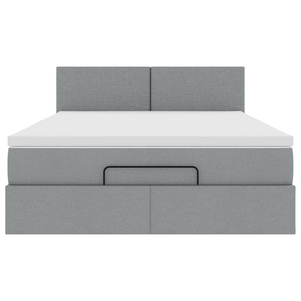 vidaXL Łóżko Ottoman z materacem i diodami LED Jasnoszary 140x190 cm