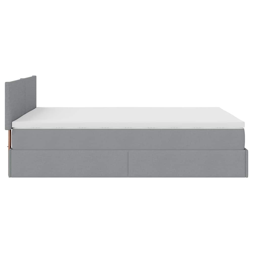 vidaXL Łóżko Ottoman z materacem i diodami LED Jasnoszary 140x190 cm