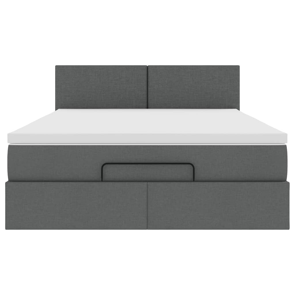 vidaXL Łóżko Ottoman z materacem i diodami LED Ciemnoszary 140x190 cm