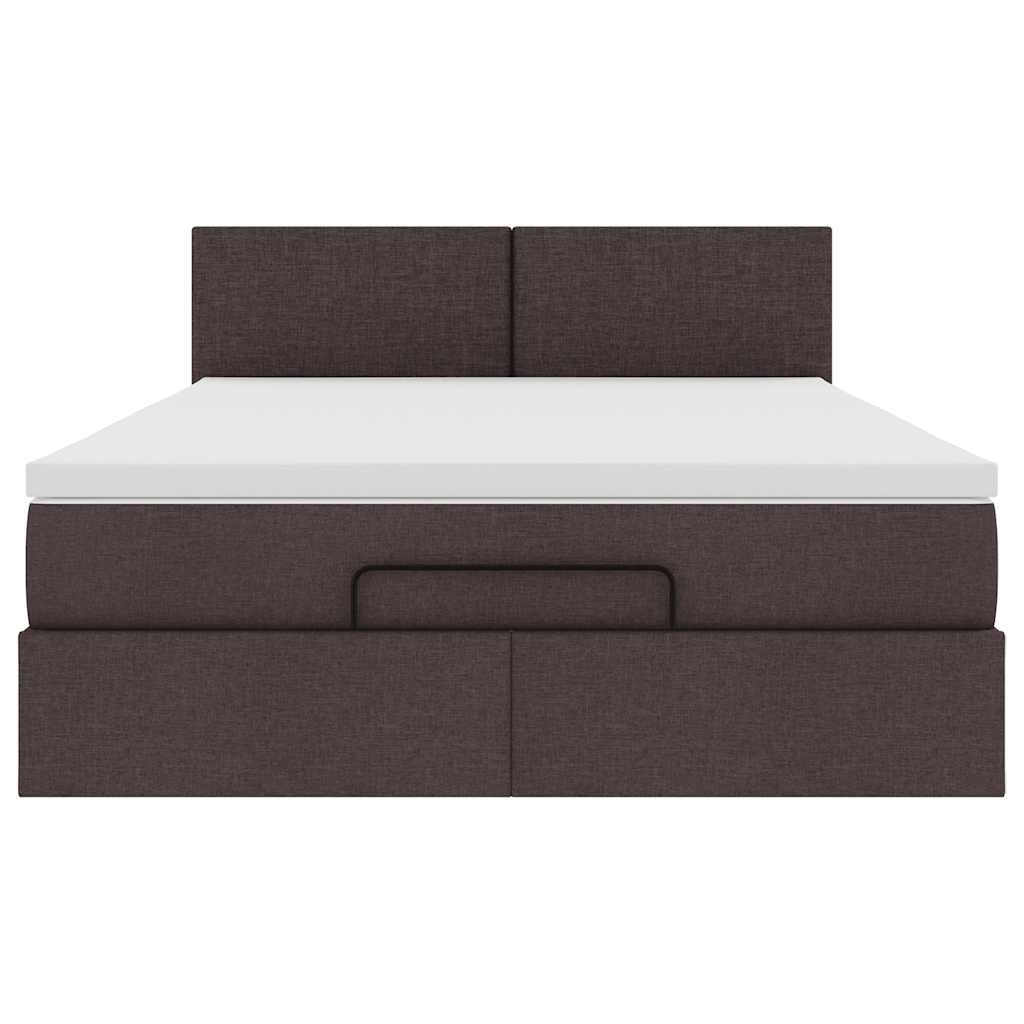 vidaXL Łóżko otomana z materacem diodami LED ciemnobrązowe 140x190 cm