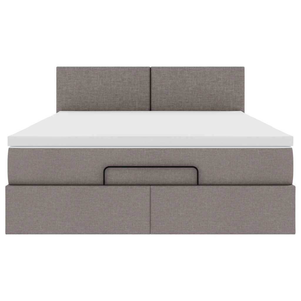 vidaXL Łóżko otomana z materacem i diodami LED, taupe, 140x190 cm,