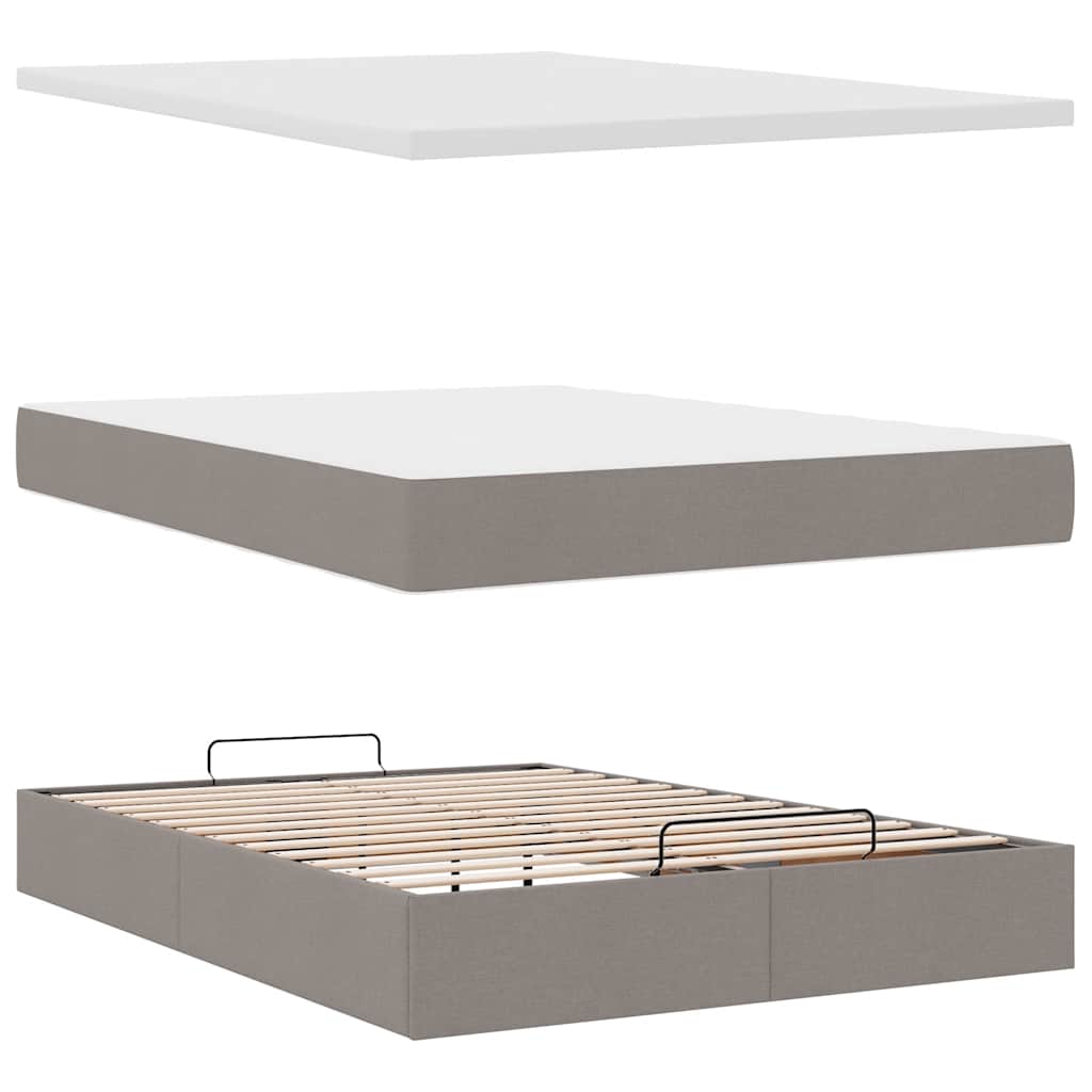 vidaXL Łóżko otomana z materacem i diodami LED, taupe, 140x190 cm,