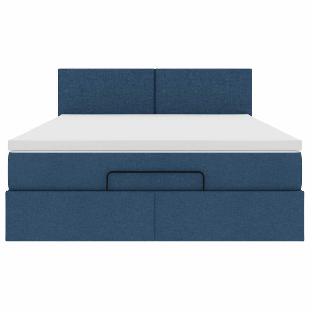 vidaXL Łóżko Ottoman z materacem i diodami LED Niebieski 140x190 cm