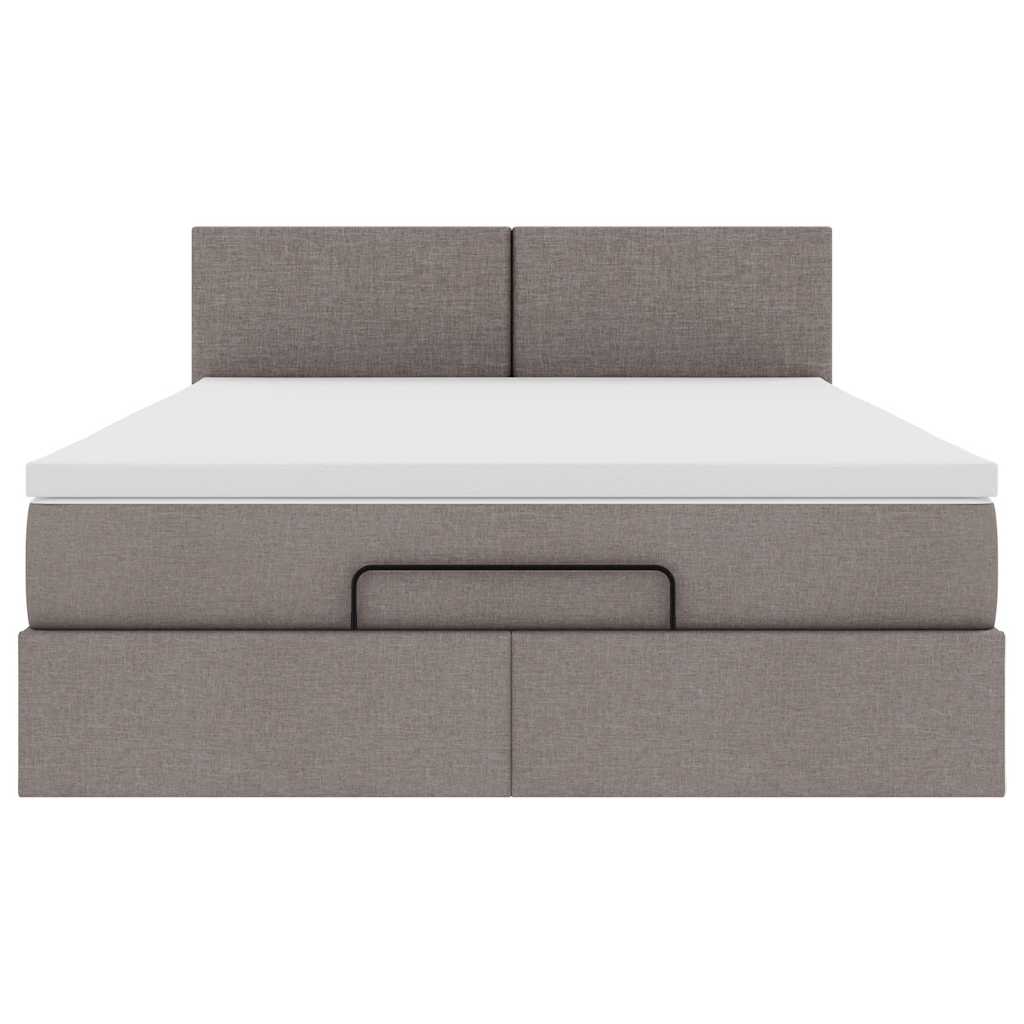 vidaXL Łóżko otomana z materacem i diodami LED Taupe 140x200 cm