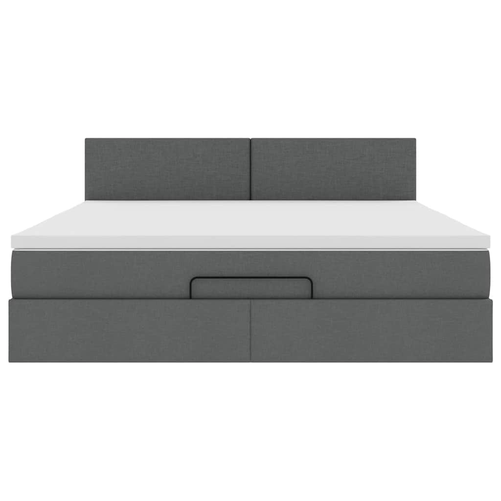 vidaXL Łóżko Ottoman z materacem i LED, ciemnoszary, 180x200cm tkanina