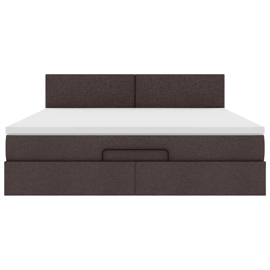 vidaXL Łóżko otomana z materacem i LED ciemnobrązowy 180x200cm tkanina