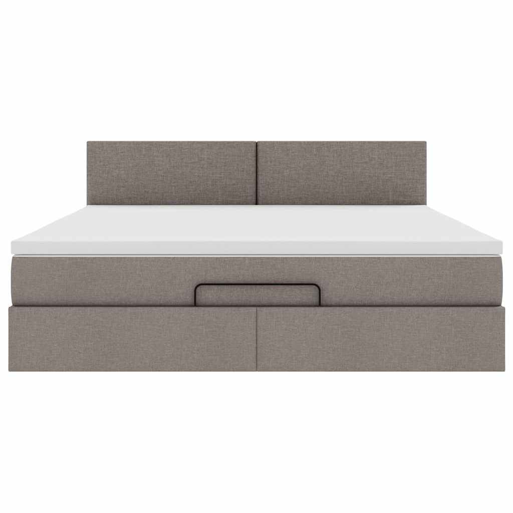 vidaXL Łóżko otomana z materacem i LED, taupe, 180x200cm, tkanina