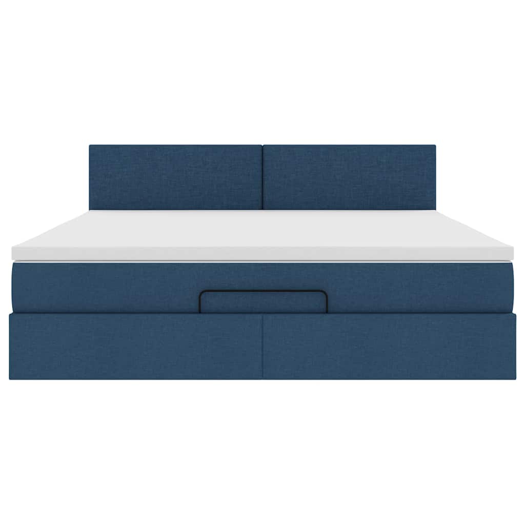 vidaXL Łóżko Ottoman z materacem i LED, niebieski, 180x200cm, tkanina