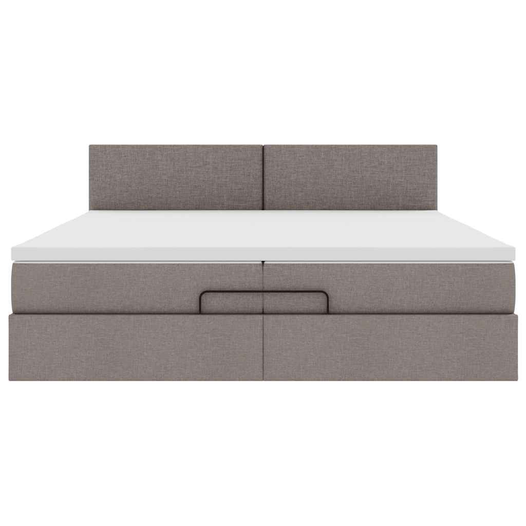 vidaXL Rama łóżka otomana z materacami, taupe, 200x200 cm, tkanina