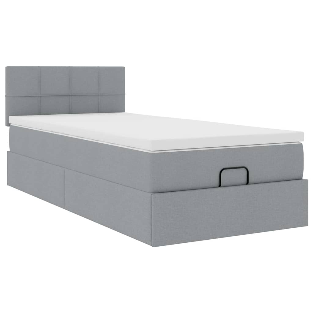 vidaXL Łóżko Ottoman z materacem i LED, jasnoszary, 80x200cm, tkanina