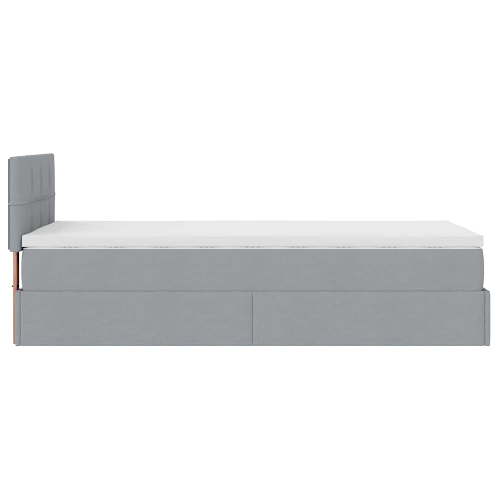 vidaXL Łóżko Ottoman z materacem i LED, jasnoszary, 80x200cm, tkanina