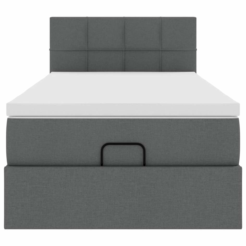 vidaXL Łóżko Ottoman z materacem i LED, ciemnoszary, 80x200cm, tkanina