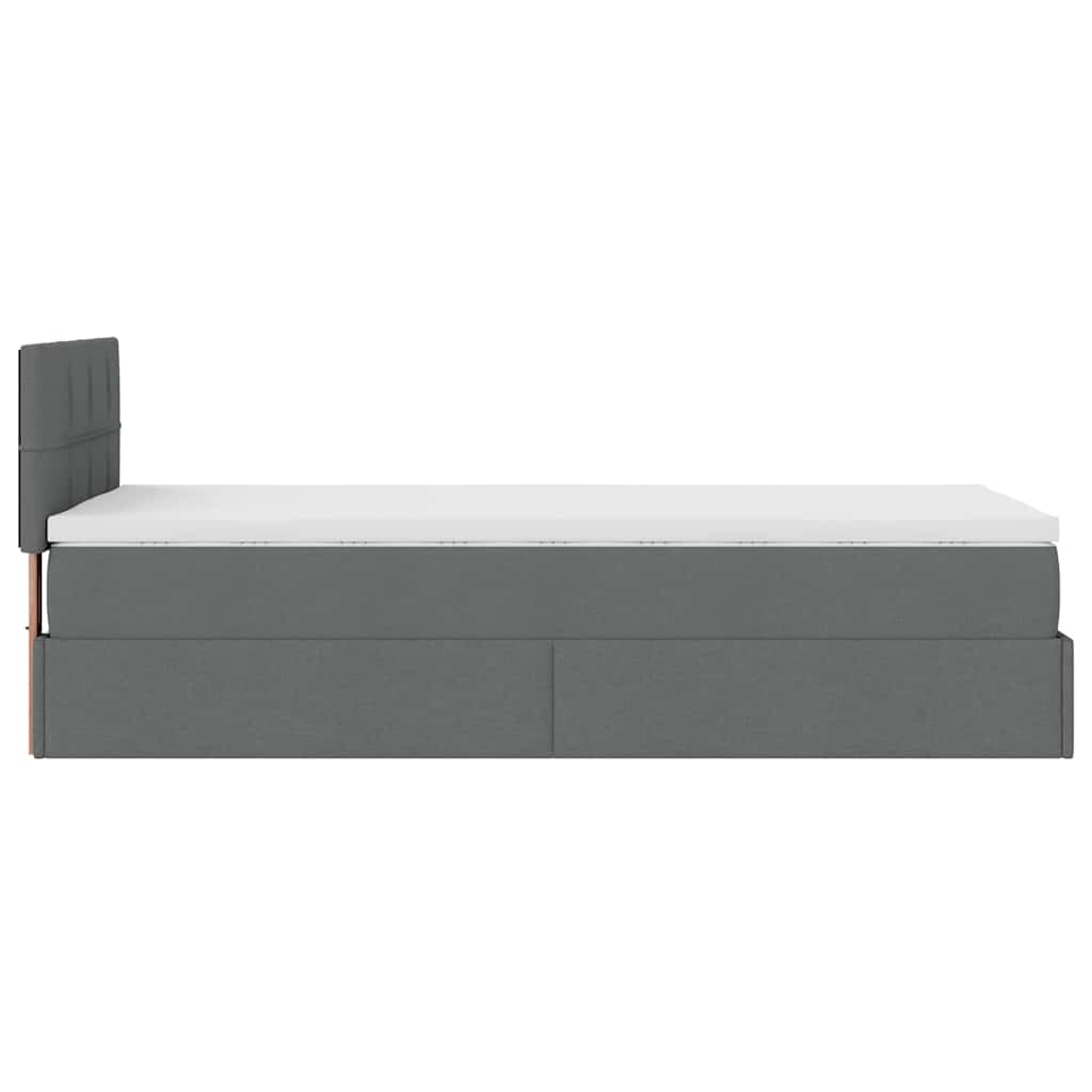 vidaXL Łóżko Ottoman z materacem i LED, ciemnoszary, 80x200cm, tkanina