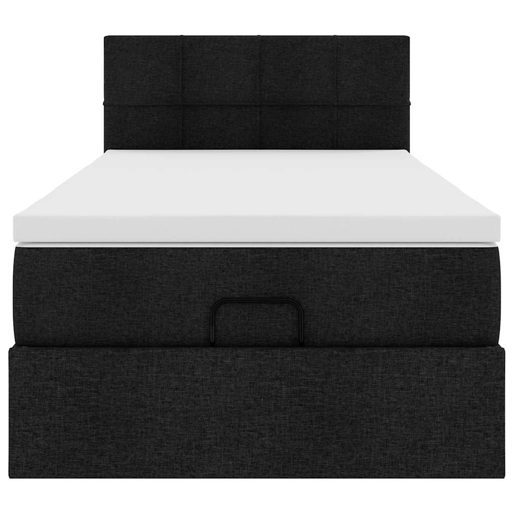 vidaXL Łóżko Ottoman z materacem i LED, czarny, 80x200cm, tkanina