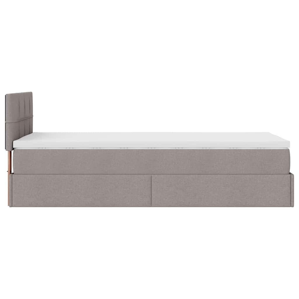 vidaXL Łóżko otomana z materacem, taupe, 100x200 cm, tkanina